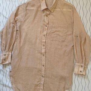 Passport Men's Button-Front Casual Shirt in Peach
